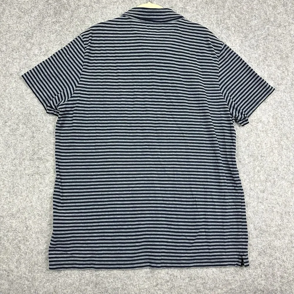Banana Republic Performance Pique Polo Shirt Mens XL Blue Striped Short Sleeve